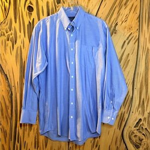 Men's Blue Nautica No Iron Long Sleeve Button Up Dress Shirt Size: M